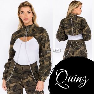 Cropped Jacket w/ chains
